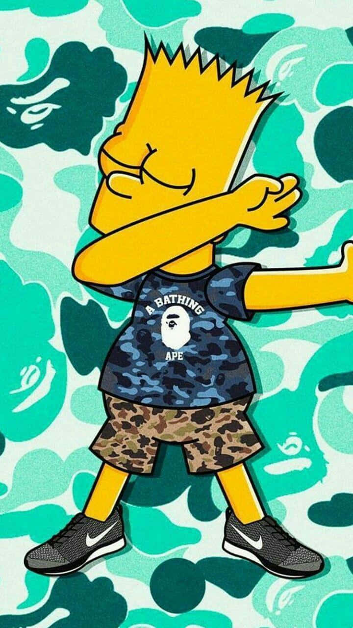 The Notorious Bart Simpson Sporting A Gangster Look Wallpaper