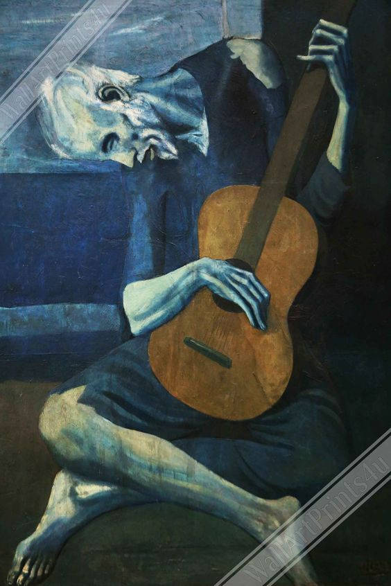 The Old Guitarist Famous Painting Wallpaper