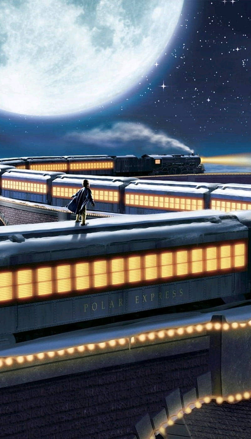 The Polar Express Under A Full Moon Wallpaper