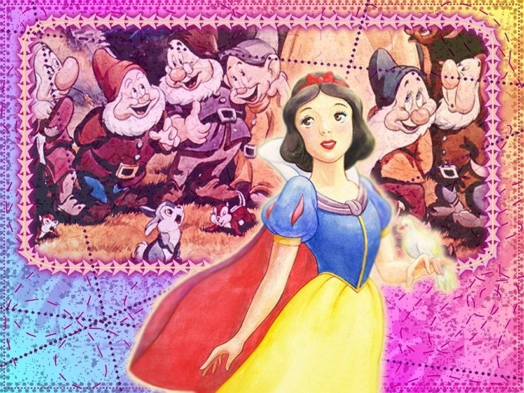 The Seven Dwarfs And Princess Snow White Wallpaper