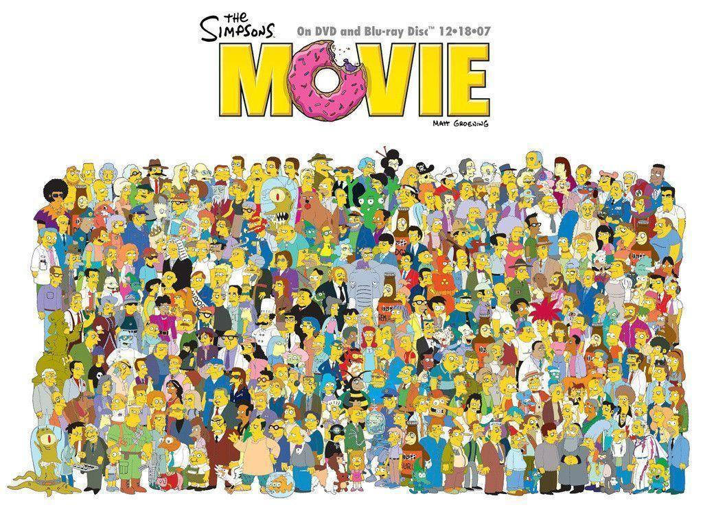 The Simpsons Family With Co-characters In Movie Wallpaper