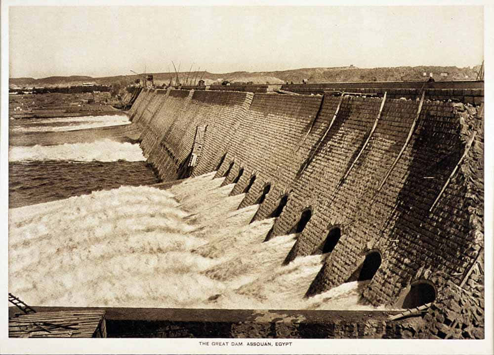 The Spectacular Aswan High Dam In Its Vintage Glory Wallpaper