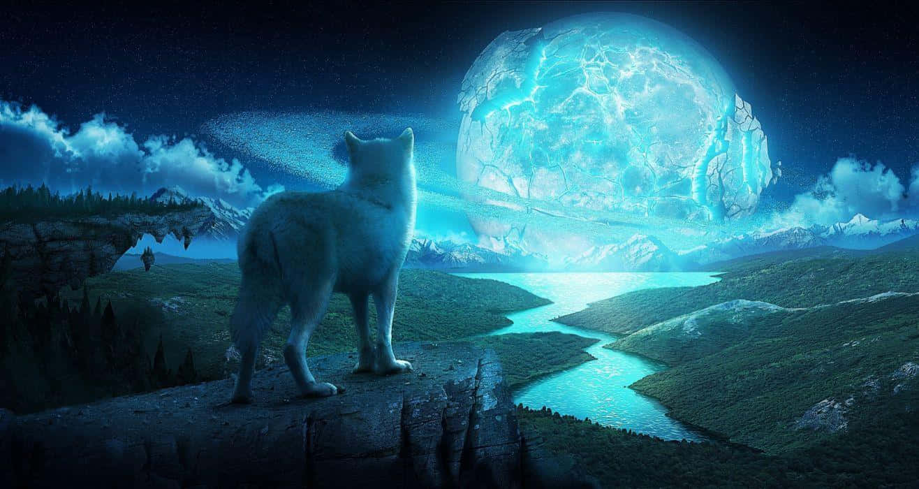 The Unstoppable Power Of Nature - A Fire And Ice Wolf. Wallpaper