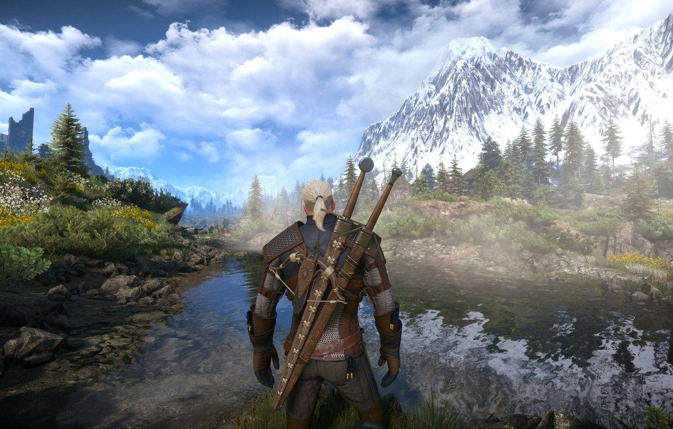The Witcher Geralt At The River Wallpaper