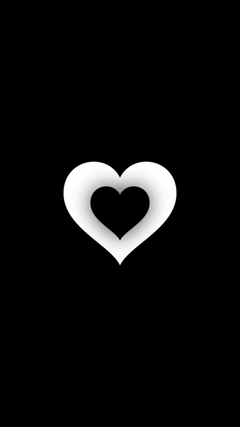 Thick White And Black Heart Iphone Wallpaper