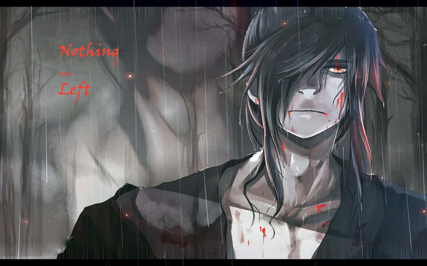 This Distressed Emo Anime Boy Stares Out At The World But Finds No Solace In The Darkness Of His Thoughts Wallpaper