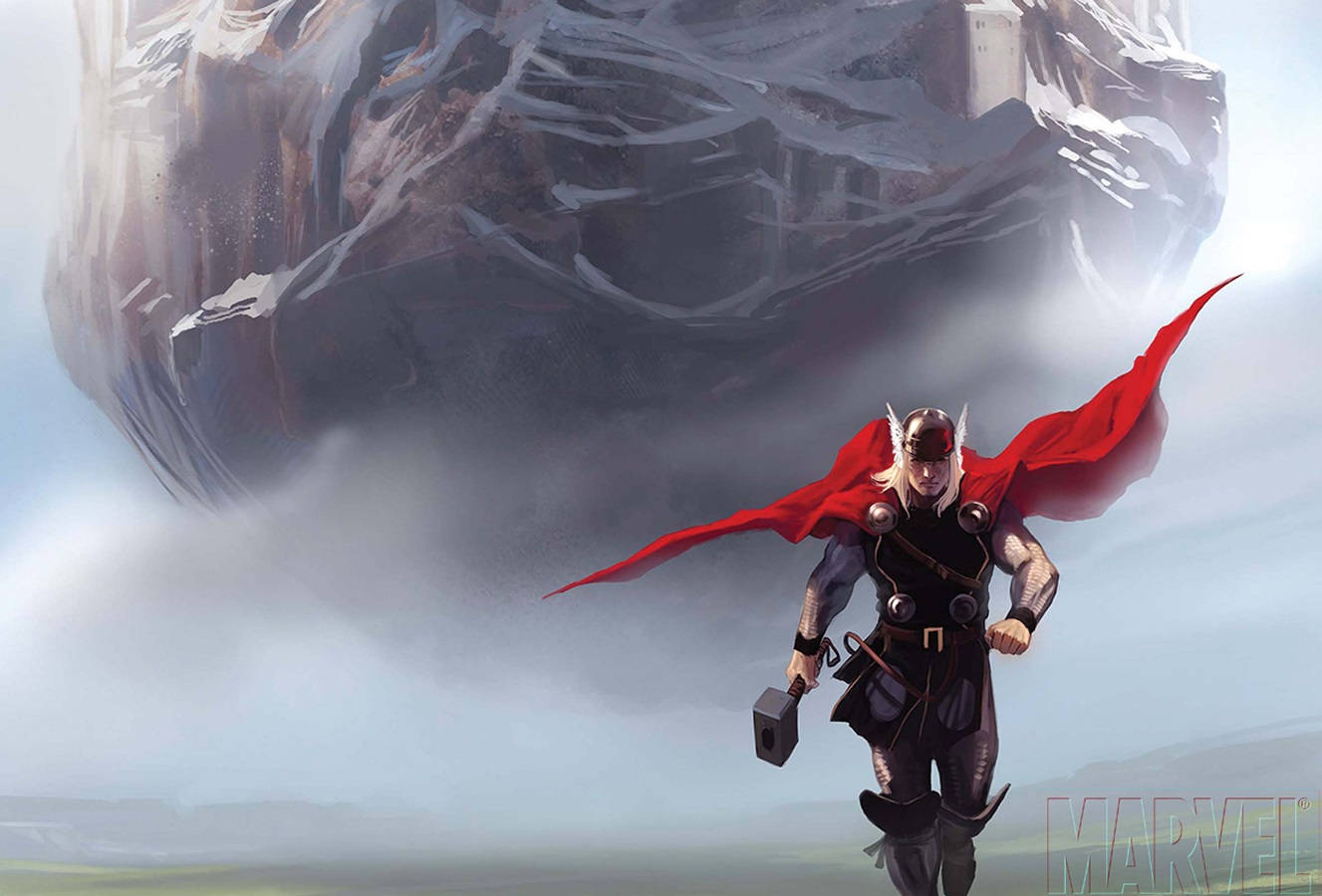 Thor Superhero With Red Cape Wallpaper