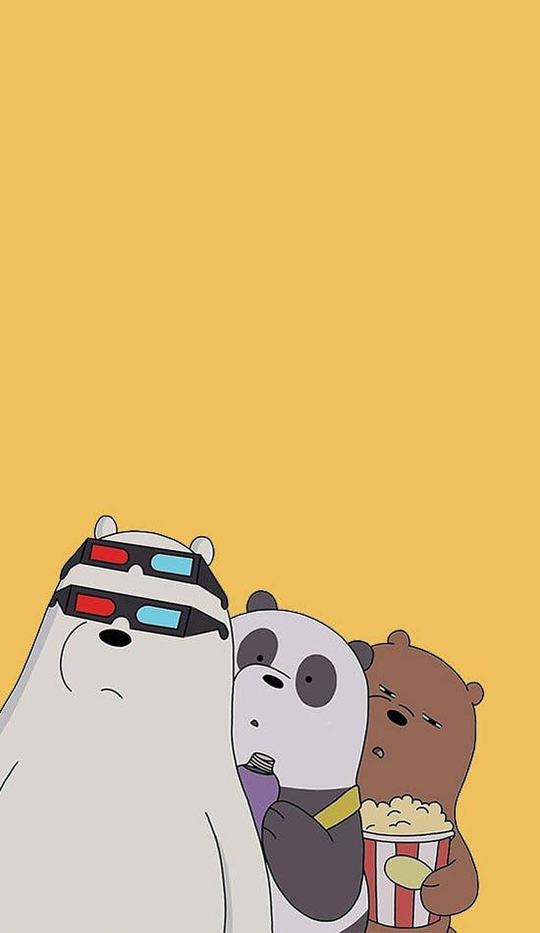 Three Bears Yellow Artwork Wallpaper