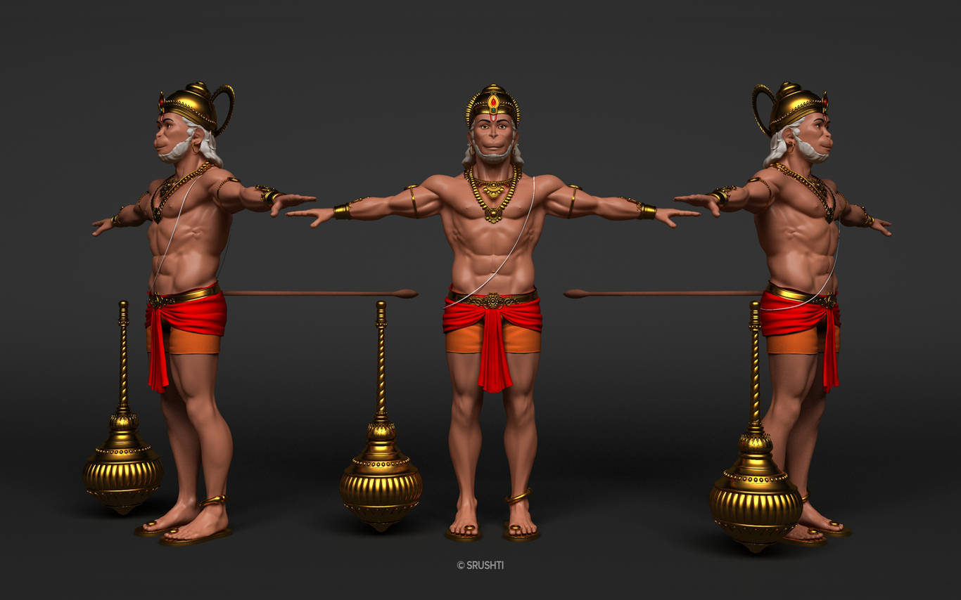 Three Lord Hanuman 3d Wallpaper