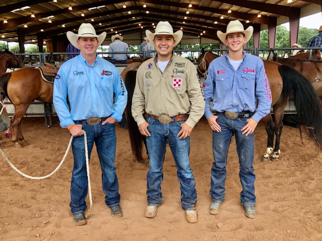 Three Men Team Roping Wallpaper