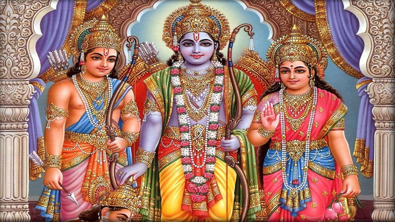 Three Ram Darbar Deities Wallpaper