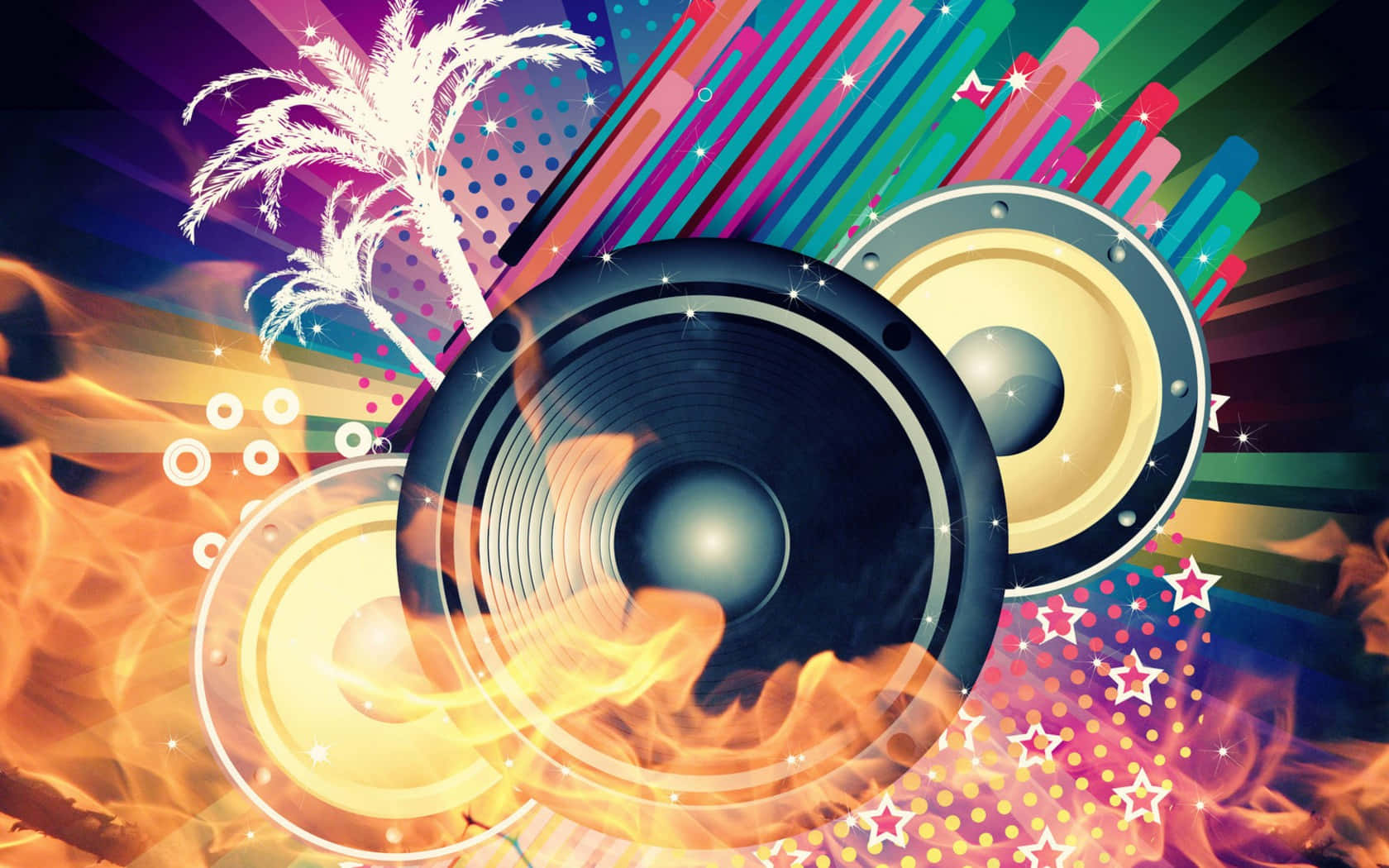 Three Speakers Flare Abstract Illustration Wallpaper