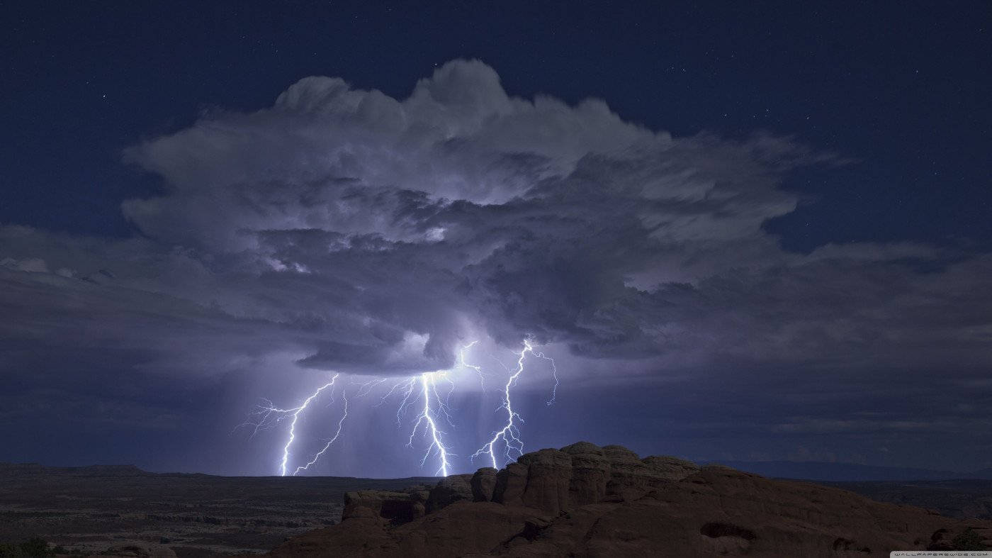 Thunderstorm Over The Desert Wallpaper