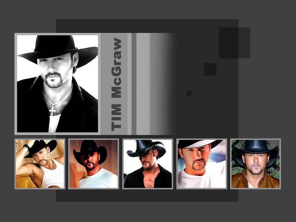 Tim Mcgraw Collage On Gray Abstract Backdrop Wallpaper