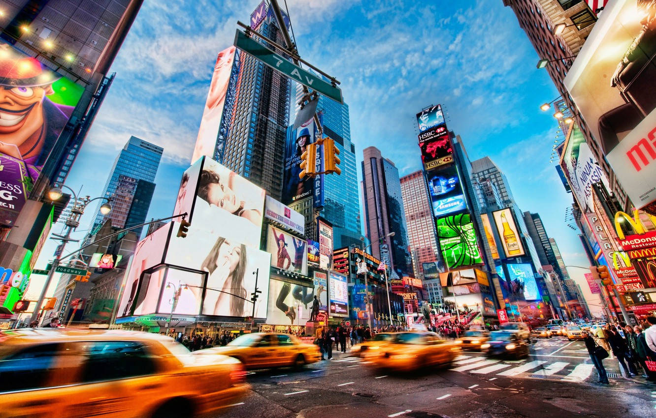 Times Square Blue Sky Wallpaper