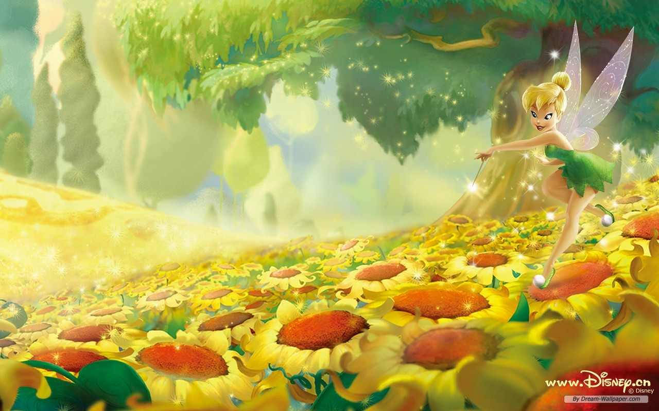 Tinkerbell In Sunflower Field Wallpaper