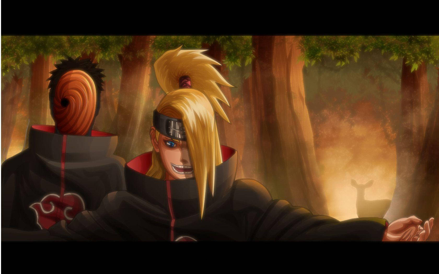 Tobi Naruto Deidara In Forest Wallpaper