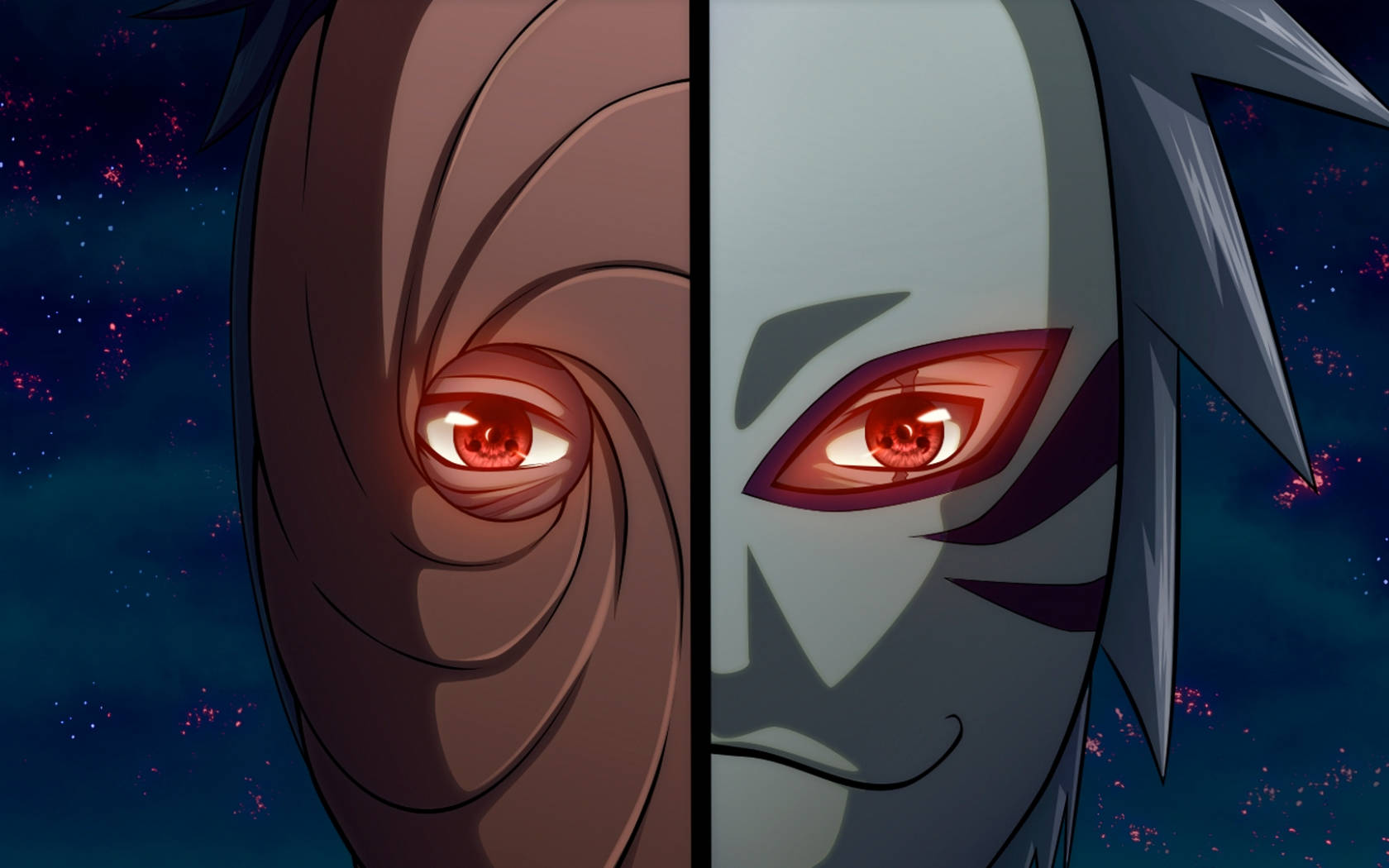 Tobi Naruto Kakashi In Mask Split-screen Wallpaper