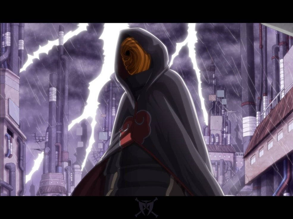 Tobi Naruto Lightning And Rain Wallpaper