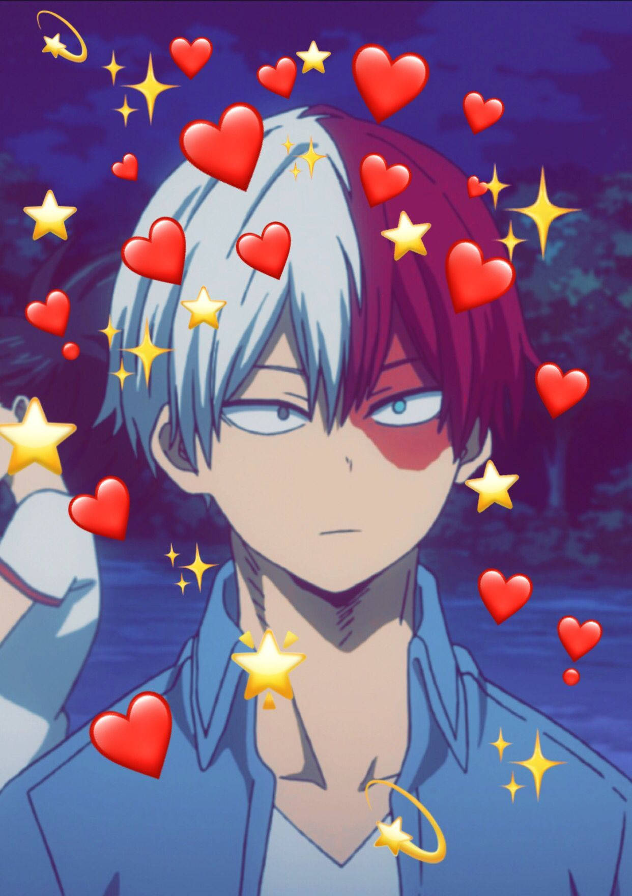 Todoroki Cute Heart And Stars Pattern Wallpaper