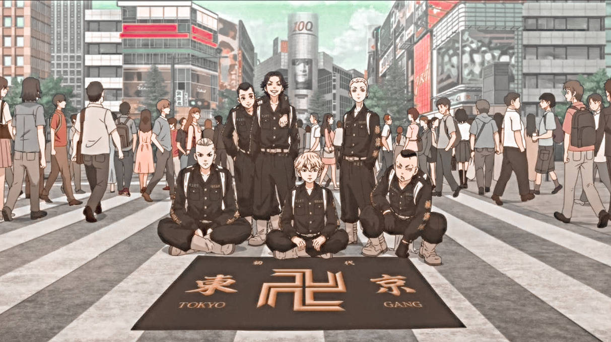 Tokyo Revengers Tokyo Manji Gang In City Laptop Wallpaper