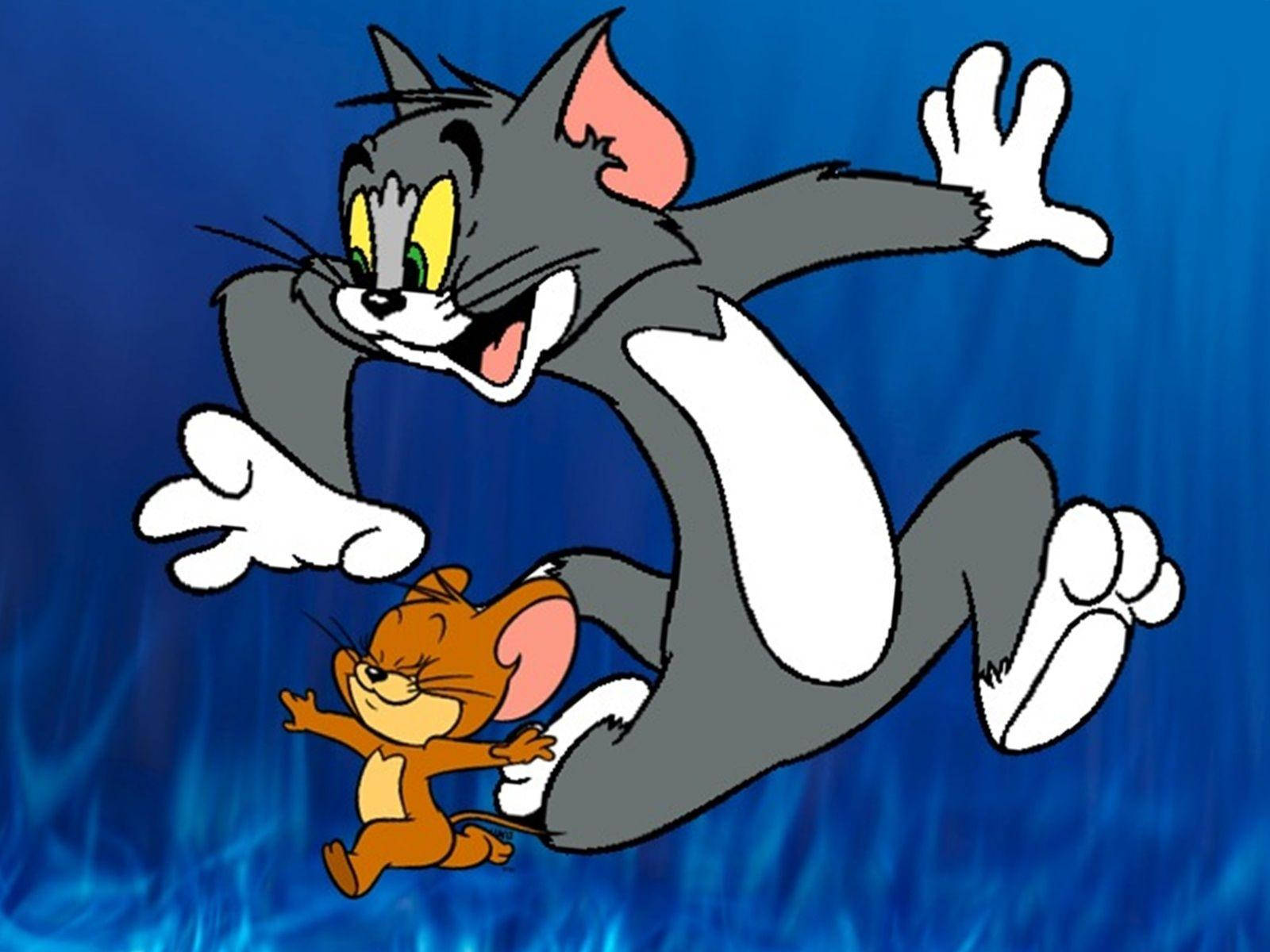 Tom And Jerry Cartoon Fiery Blue Wallpaper