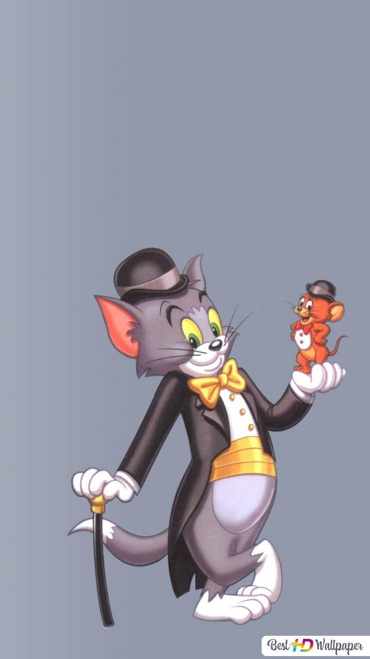 Tom And Jerry Cartoon Gray Background Wallpaper