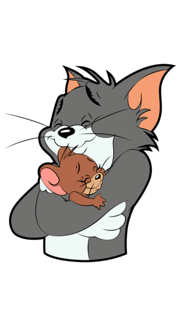 Tom And Jerry Cute Hugging Wallpaper