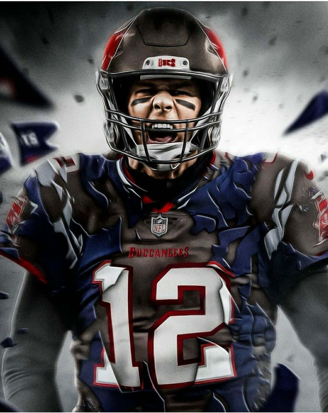 Tom Brady Goat Screams In Star Sports Poster Wallpaper