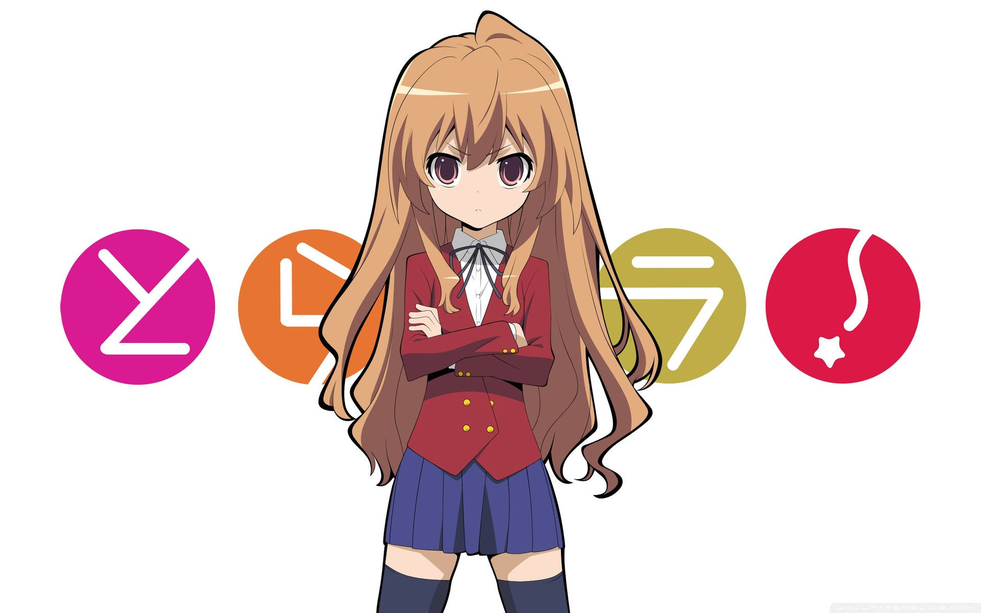 Download wallpaper red, schoolgirl, tiger, Toradora!, big eyes