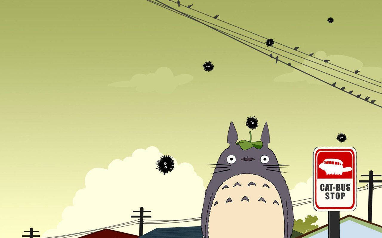 Totoro Cat Bus Stop Wallpaper