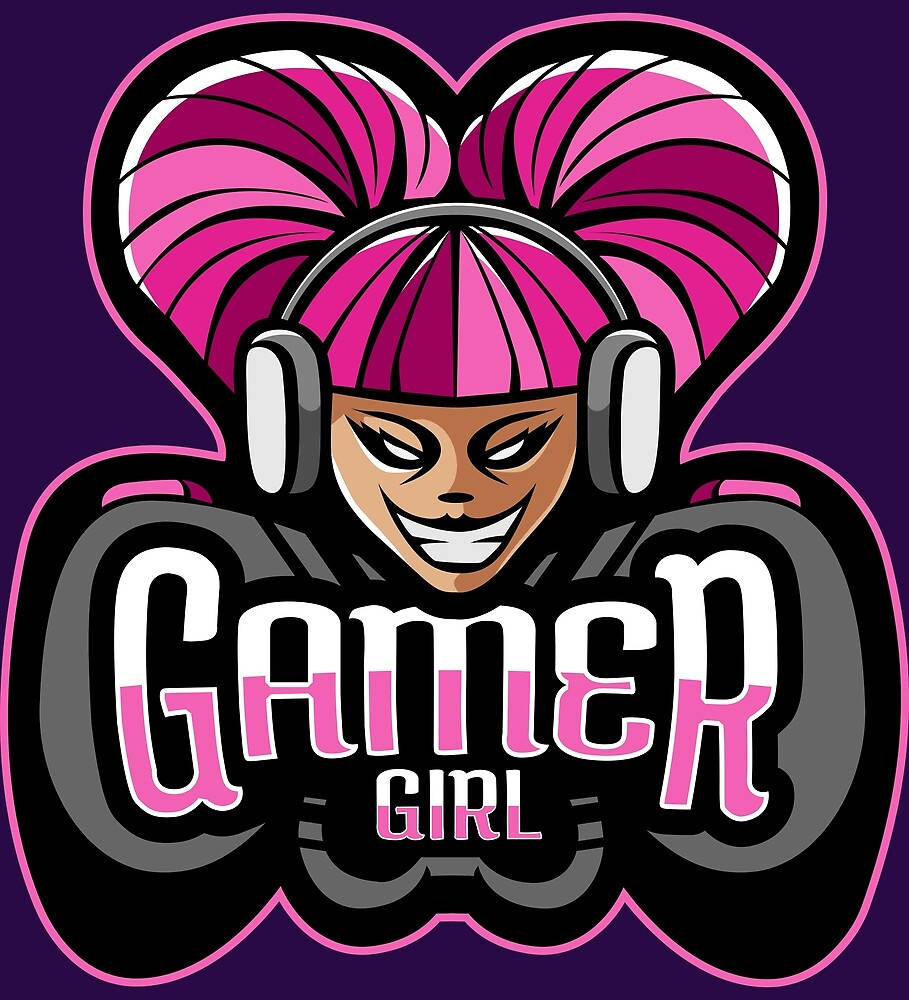 Tough-looking Girl Gamer Logo Wallpaper