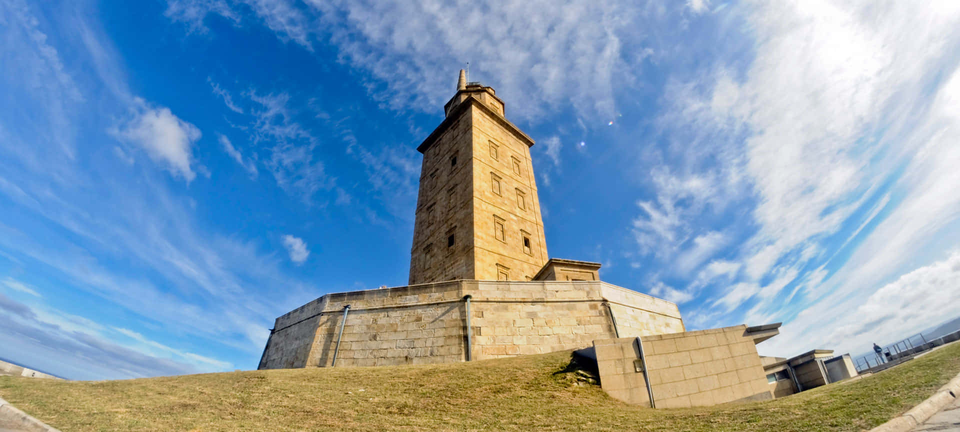 Tower Of Hercules Beneath Blue Sky Wide Desktop Wallpaper