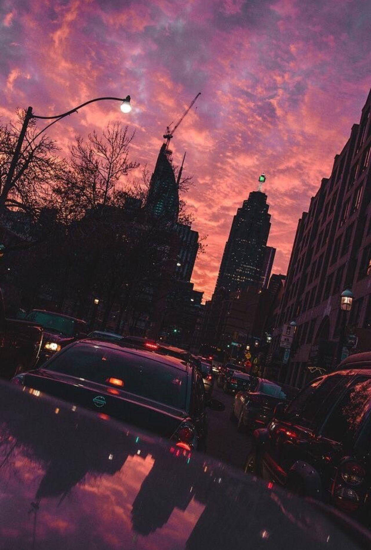 Traffic Sunset Aesthetic Wallpaper