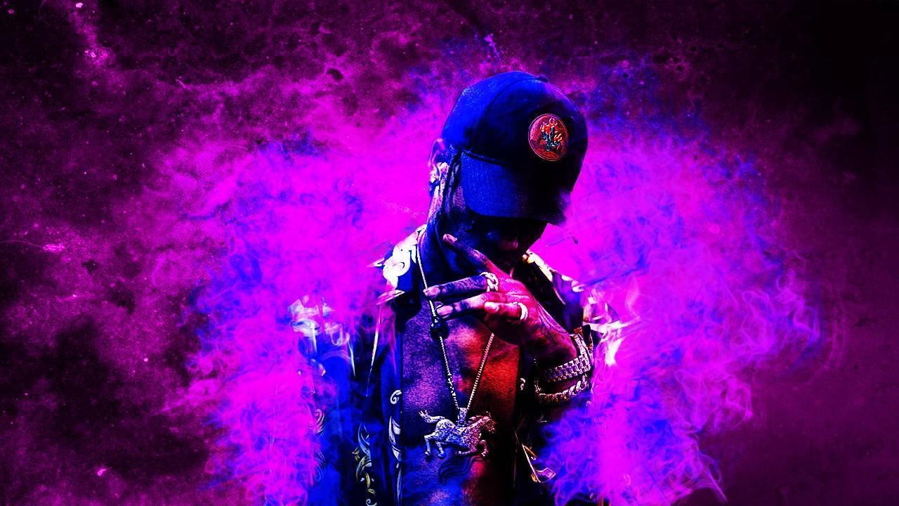 Travis Scott Astroworld Neon Purple Smoke Wallpaper