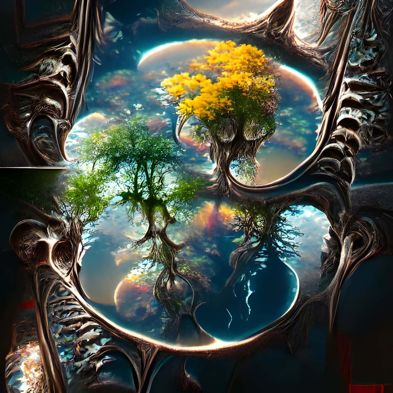 Tree Of Life With Reflection Wallpaper