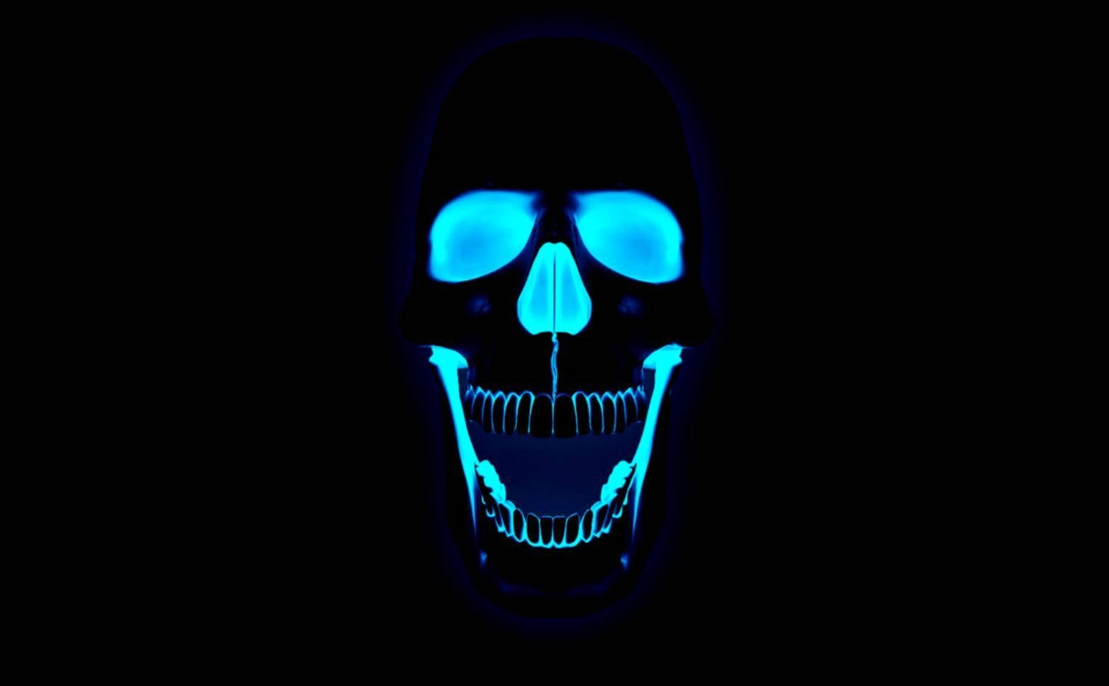 Trending Neon Blue Skull Face Wallpaper
