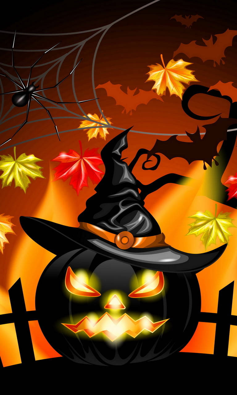 Trick Or Treat Halloween Black Pumpkin Wallpaper