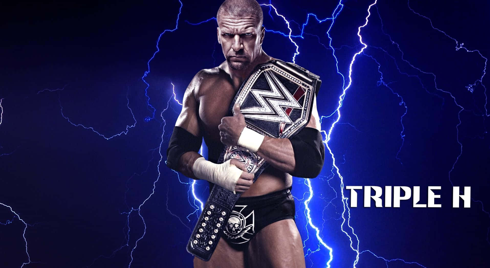 Triple H Holding Wwe Championship Belt Wallpaper