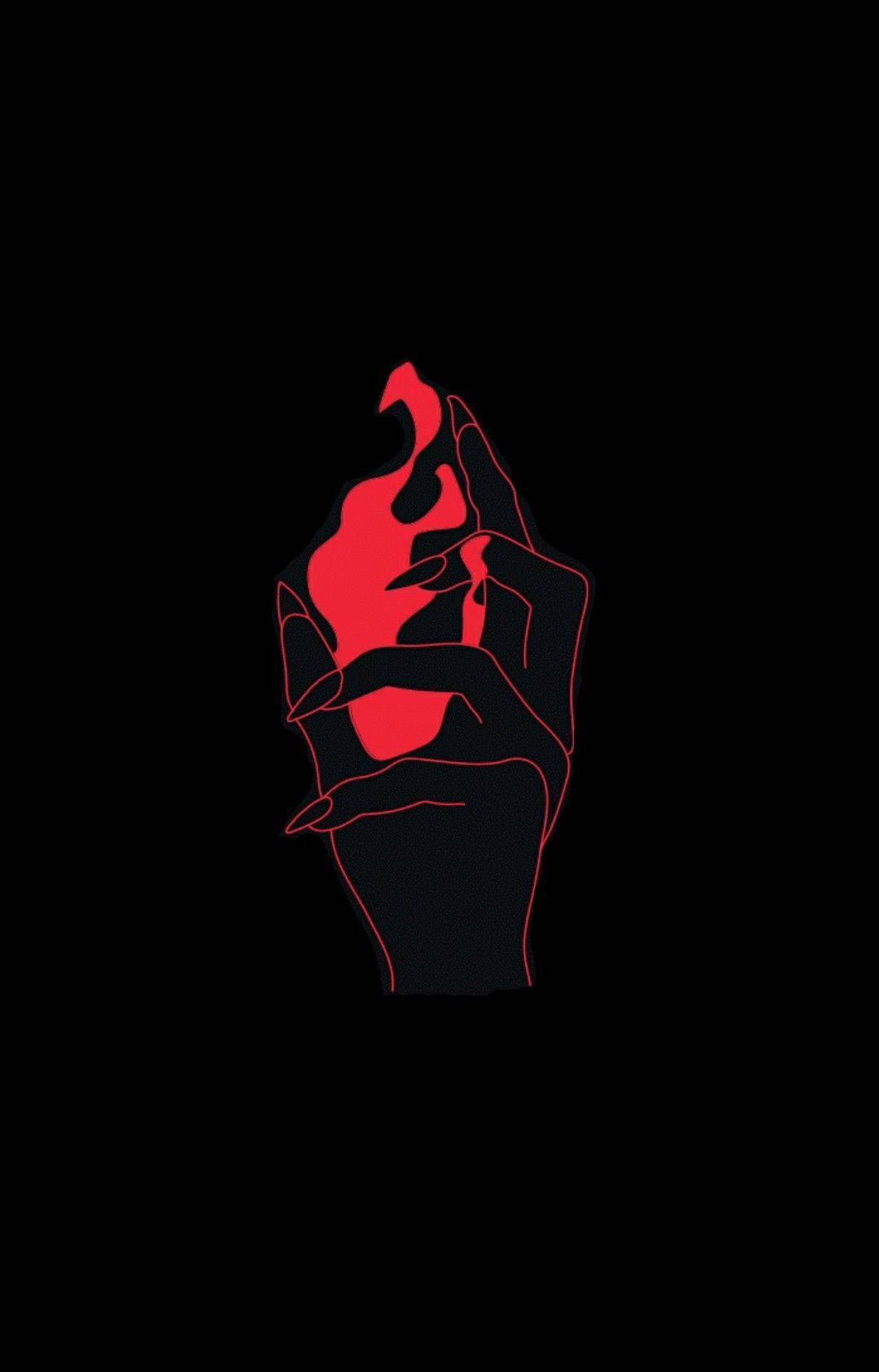 Trippy Dark Hand With Flame Wallpaper