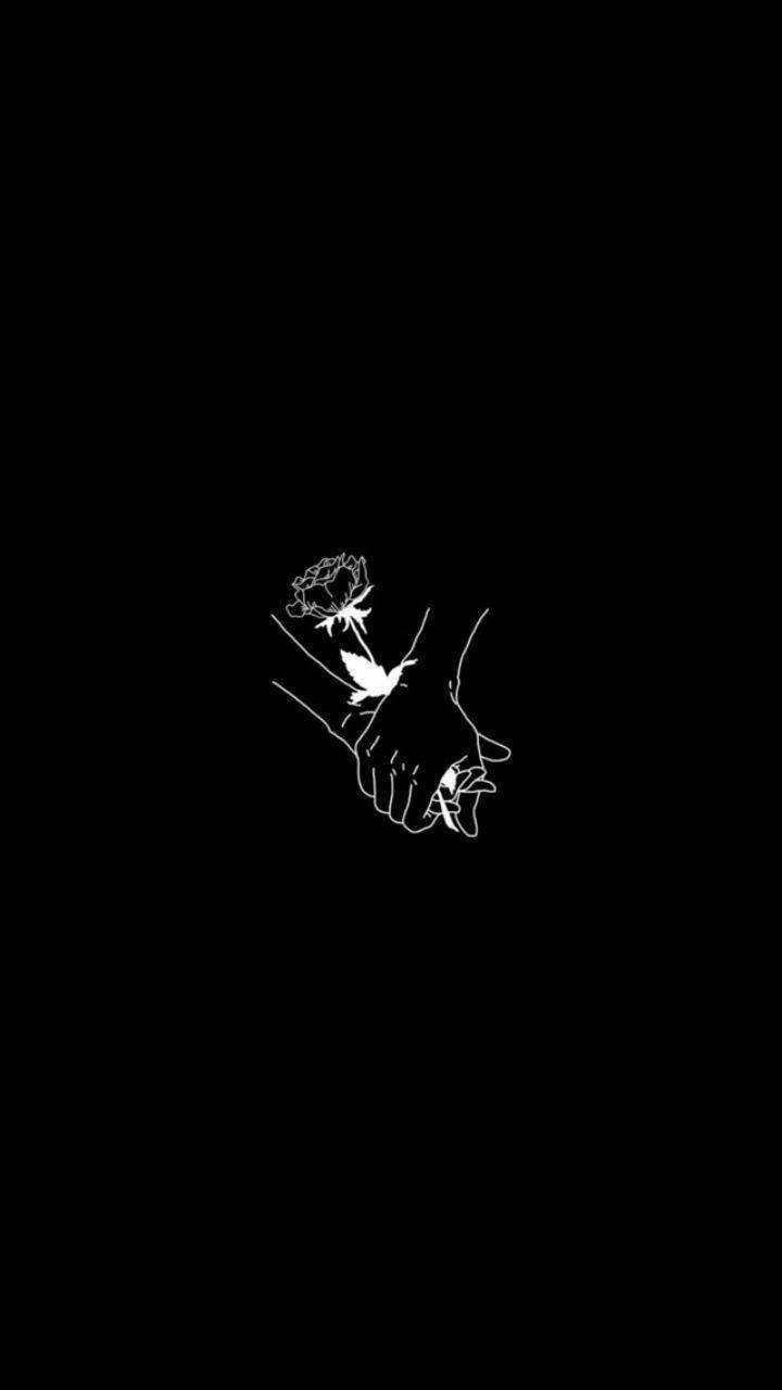 Trippy Dark Holding Hands With Rose Wallpaper