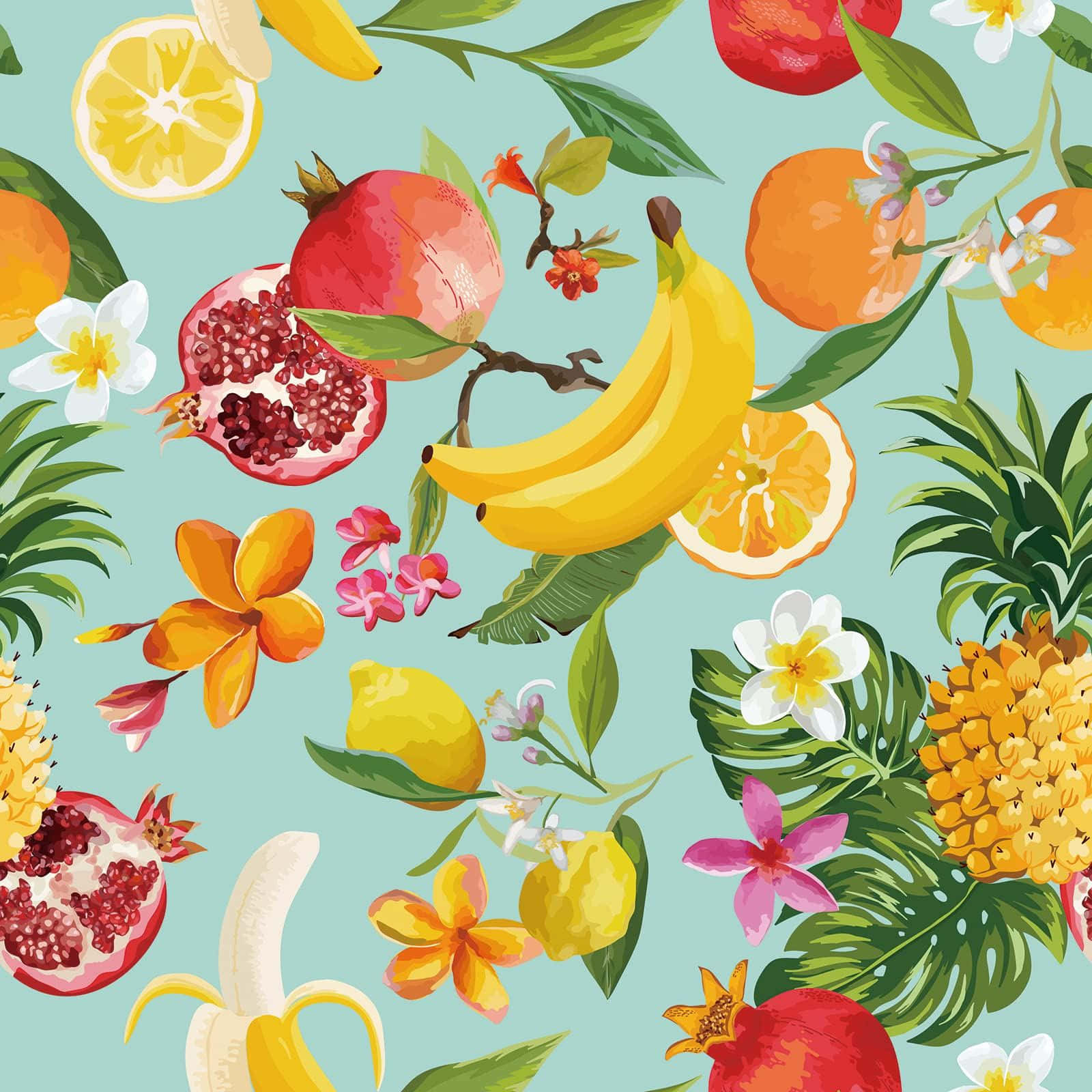 Tropical Fruit Pattern Wallpaper