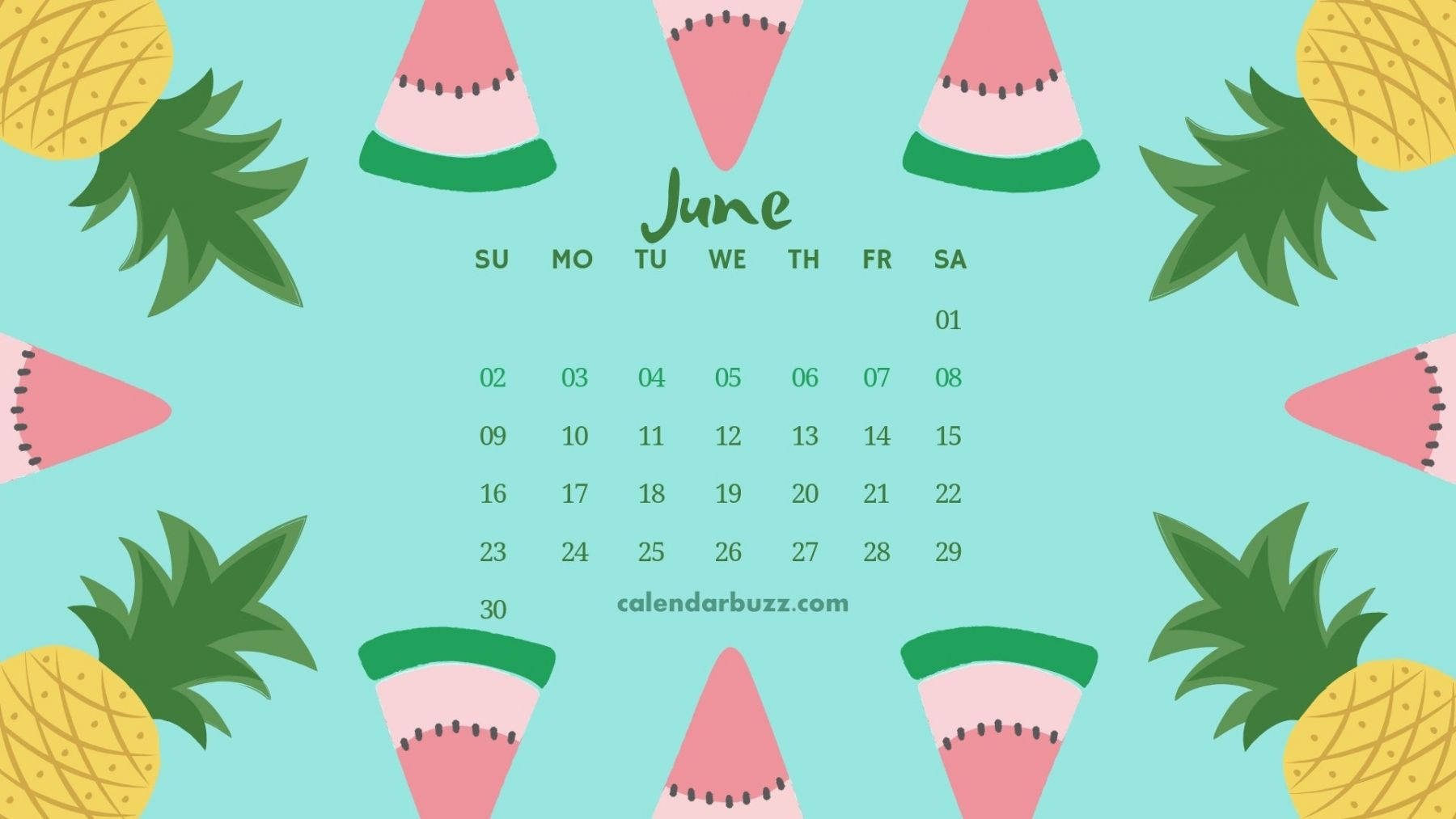Tropical Fruits In June Calendar Wallpaper