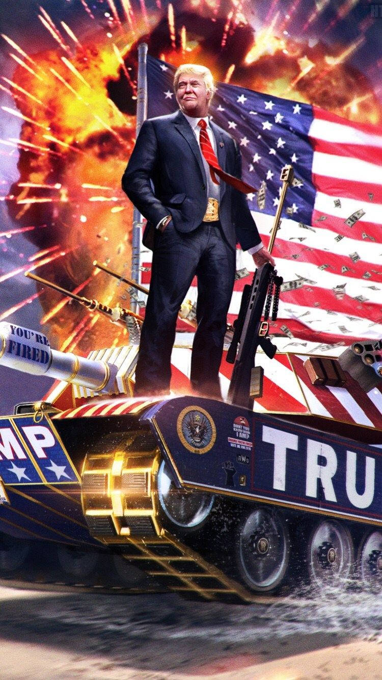 Trump Tank With Flag Wallpaper