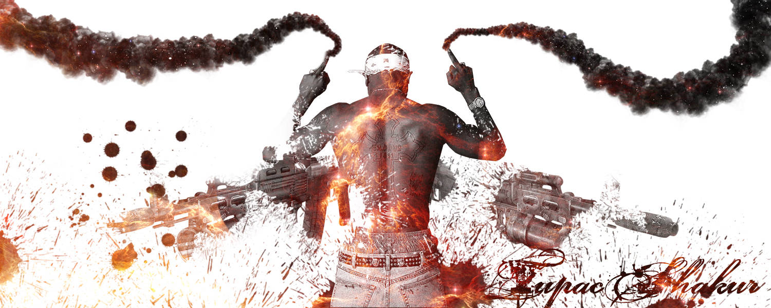 Tupac Shakur Holding A Gun In A Powerful Artistic Expression Wallpaper