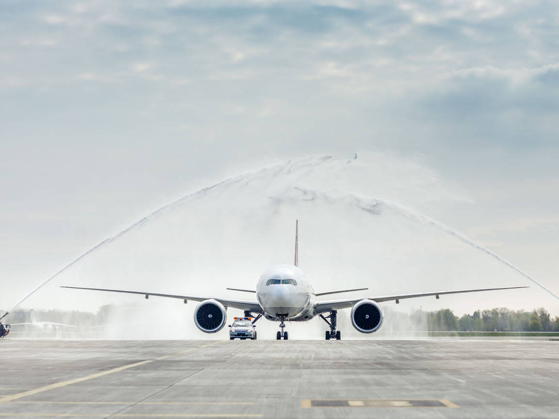 Turkish Airlines Boeing 777-300 Water Salute Wallpaper