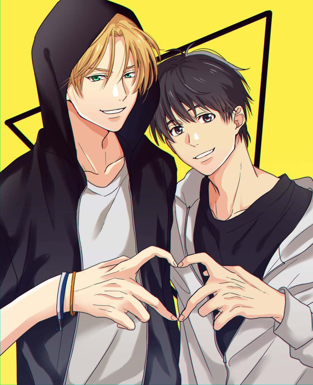 Two Anime Boys Making A Hand Gesture Wallpaper