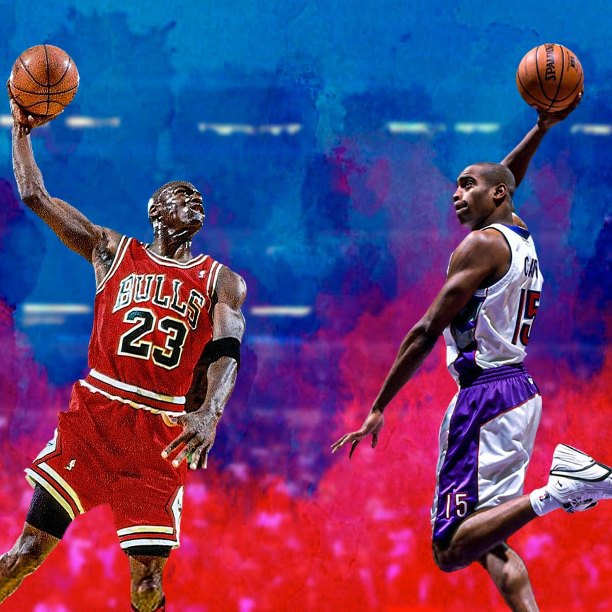 Two Basketball Players Are Playing Basketball Wallpaper