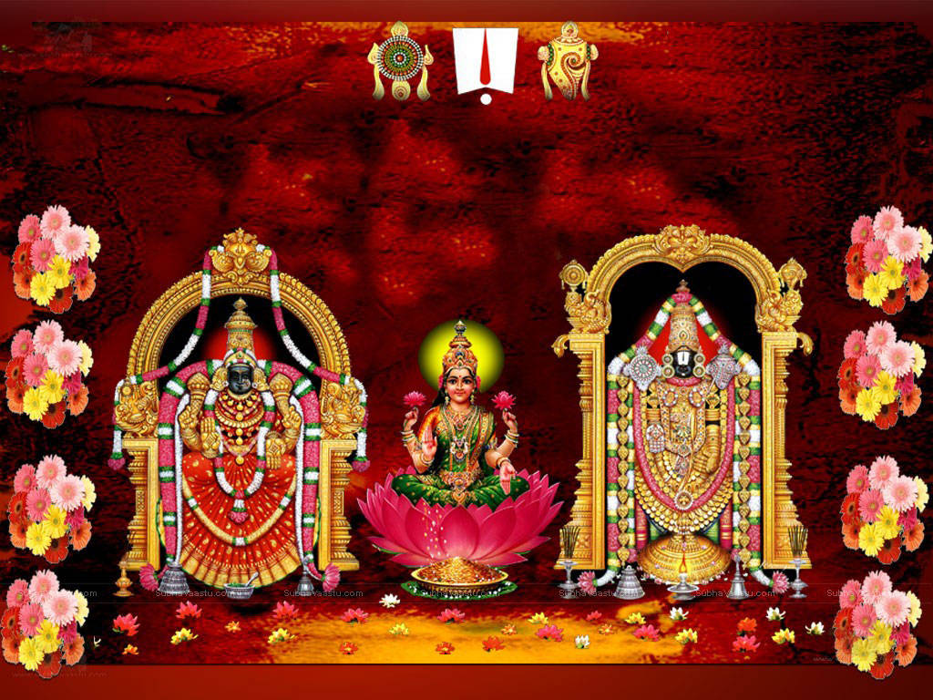 Two Depictions Of Lakshmi With Lord Venkateswara 4k Wallpaper