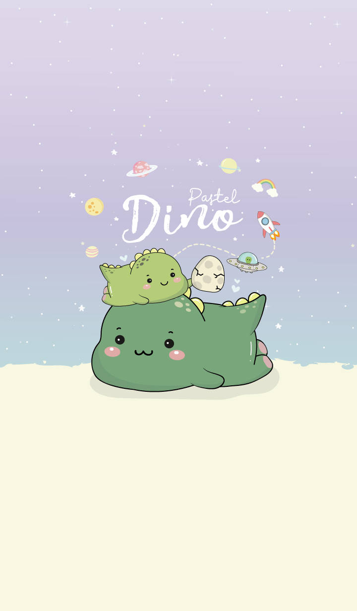 Two Green Dino Kawaii Iphone Wallpaper